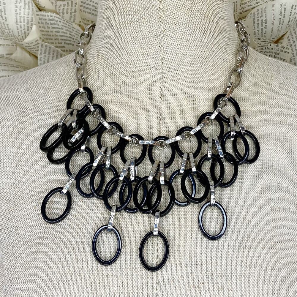 Black And Silvertone Fashion Necklace - Picture 2 of 5